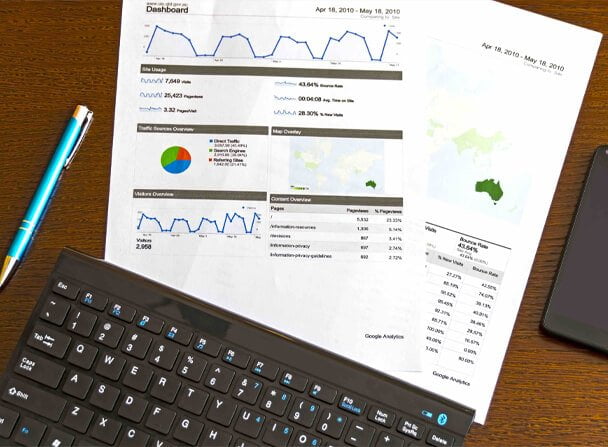 graphs and stats printed on paper