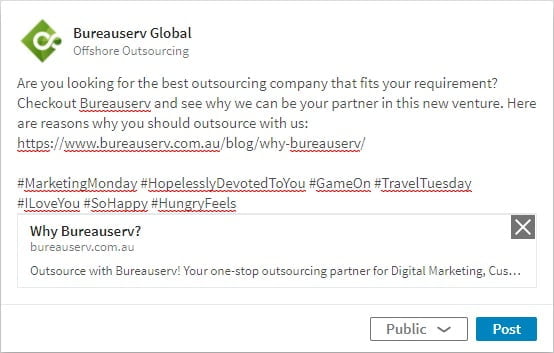 bureauserv linkedin post screen capture