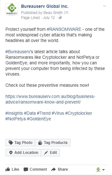 bureauserv facebook post screen capture