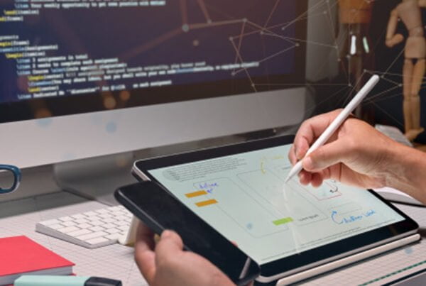 website designer drawing on a tablet
