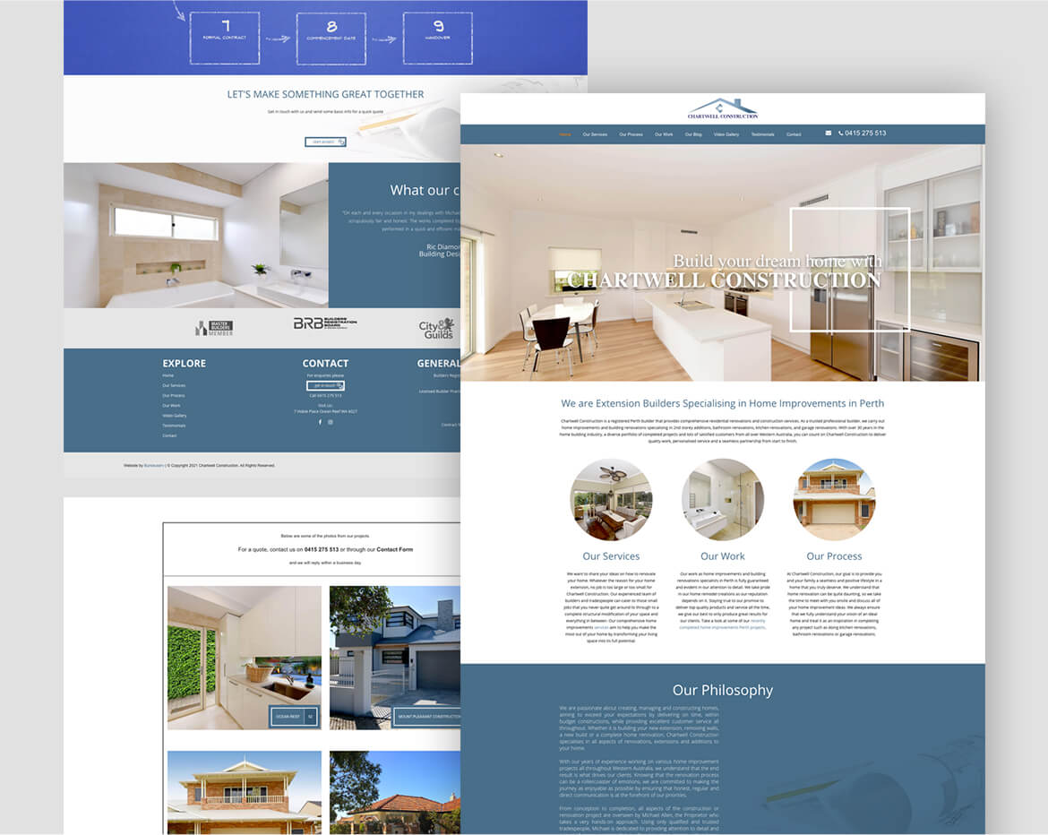 chartwell construction website screens