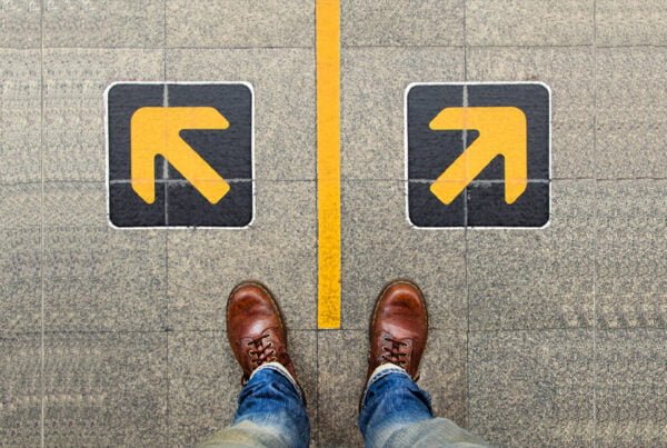 man with two directions