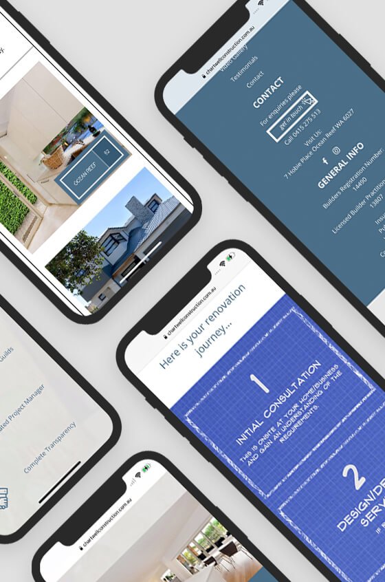 chartwell construction mobile mockups