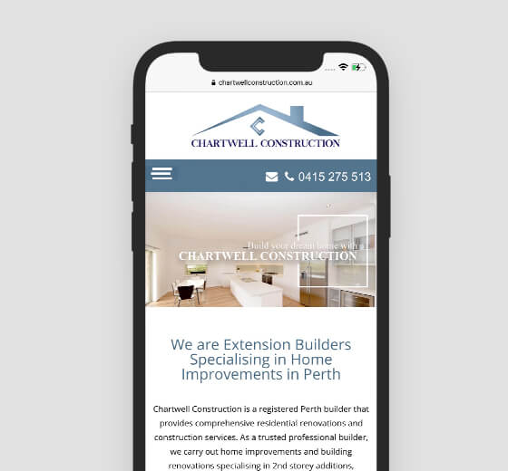 chartwell construction mobile mockup