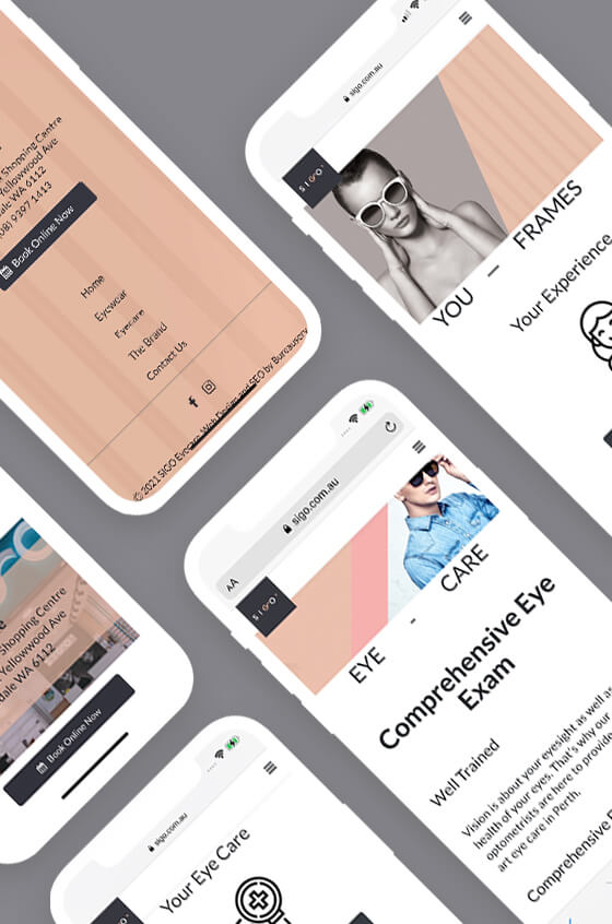 sige eyecare mobile mockups