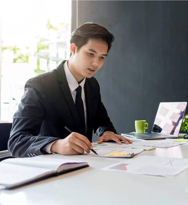 accountant working on finances