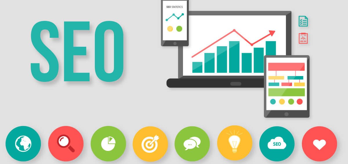 seo statistics and icons illustration