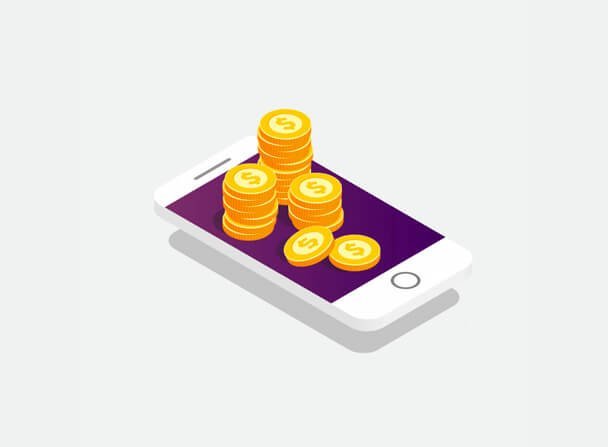coins on top a mobile vector graphics